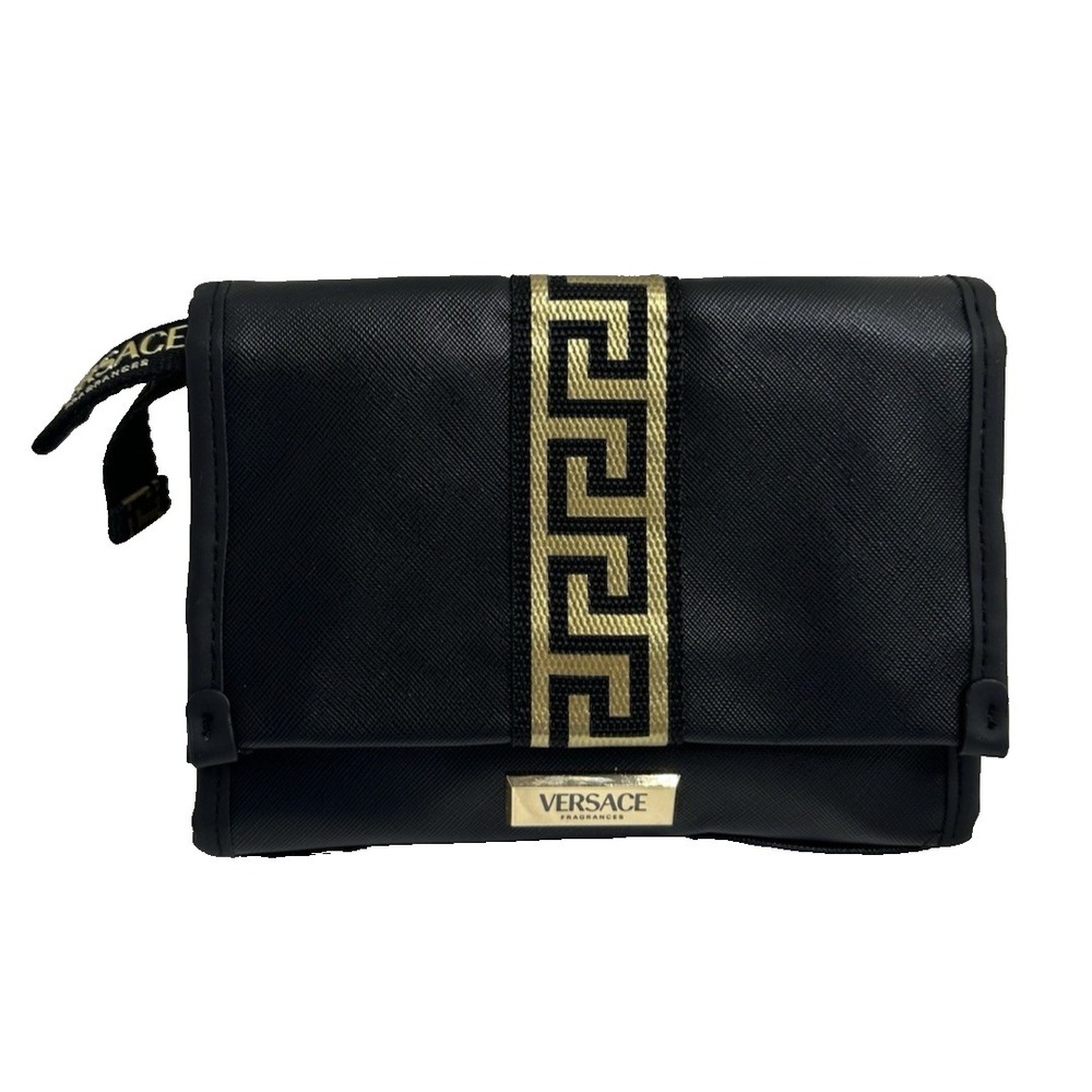 Versace Fragrances Clutch Black Gold Cosmetic Case‎ Pouch